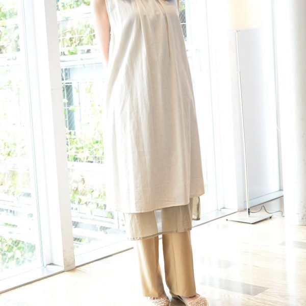 TOPS：綿×麻ノースリーブワンピ