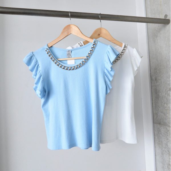 TOPS：フリルカットソー(チェーン付き)