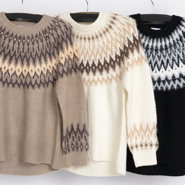 TOPS：ノルディック柄ニット　K-73